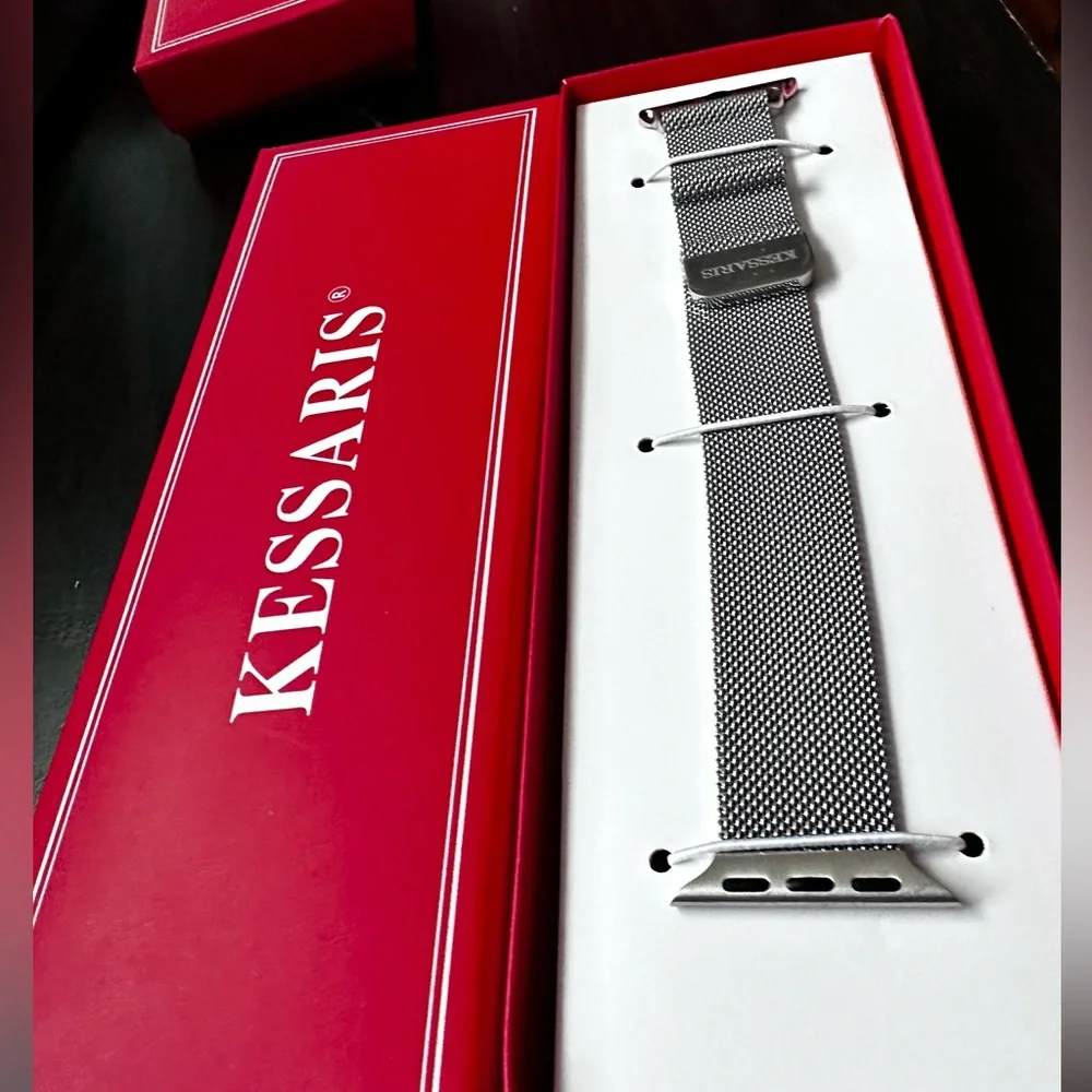 Kessaris Apple Watch Straps Silvertone mesh band